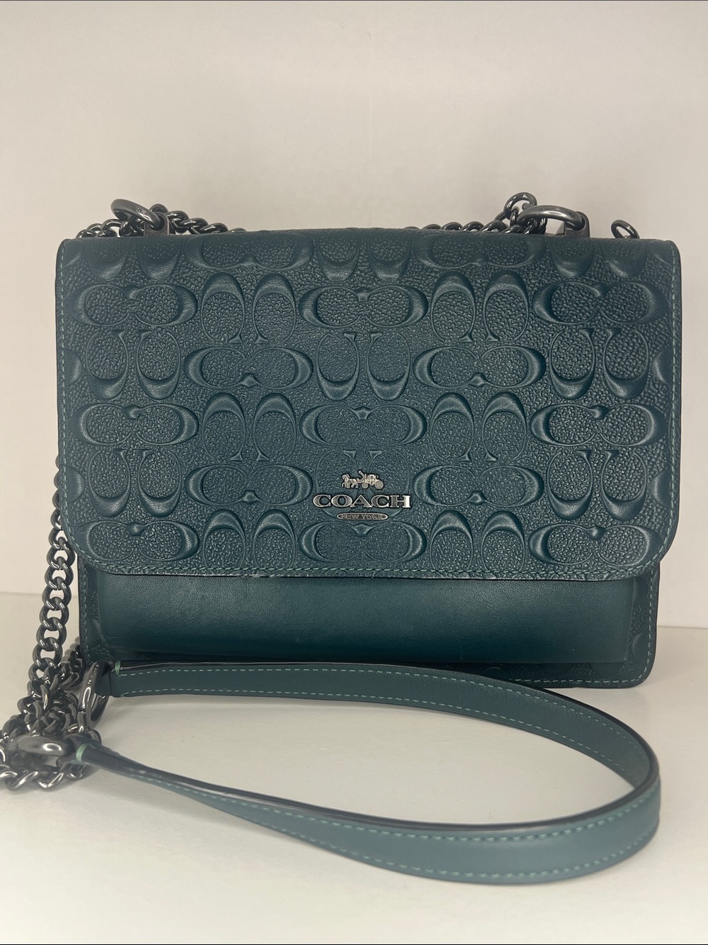 Coach Klare Dark/Forrest Green Debossed Signature Crossbody